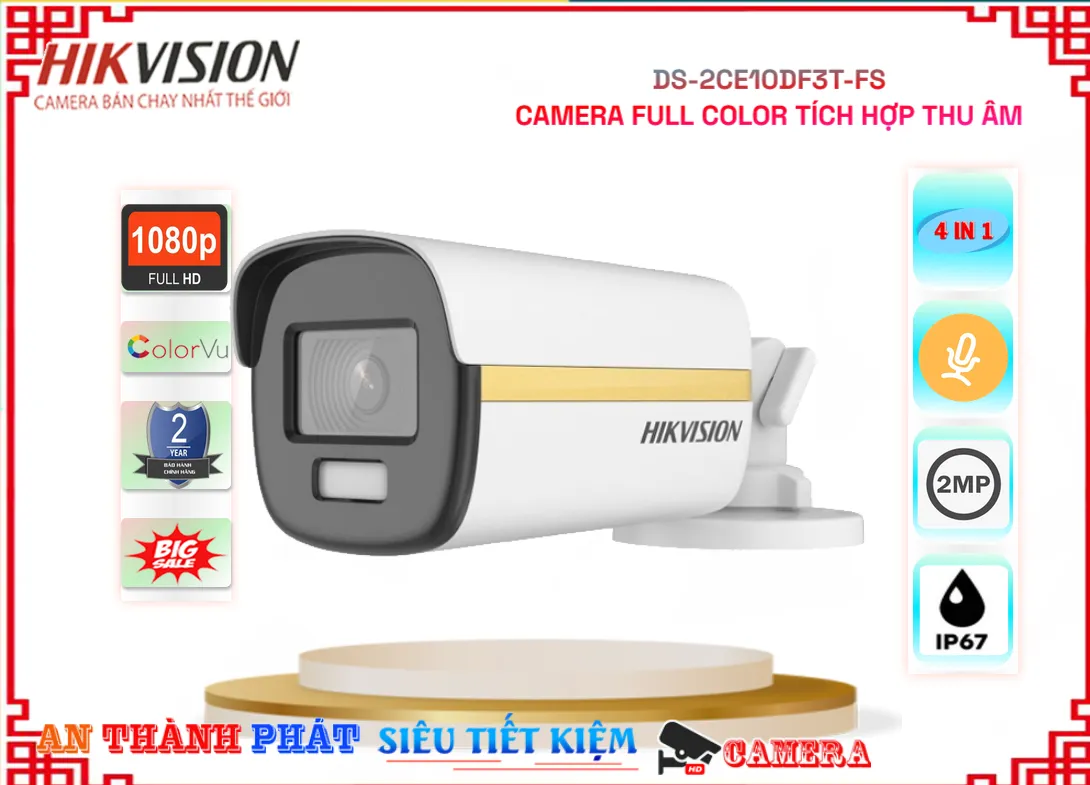 DS-2CE10DF3T-FS Camera FULL color có thu âm,Giá DS-2CE10DF3T-FS,DS-2CE10DF3T-FS Giá Khuyến Mãi,bán Camera Hikvision